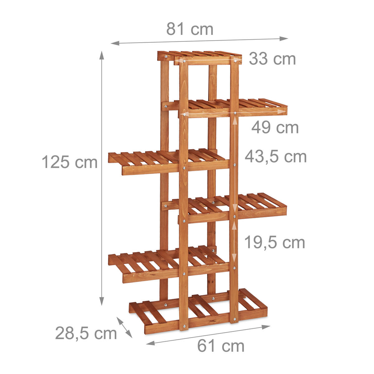BLUMENREGAL - Hellbraun, Holz (81/125/28.5cm) - Relaxdays