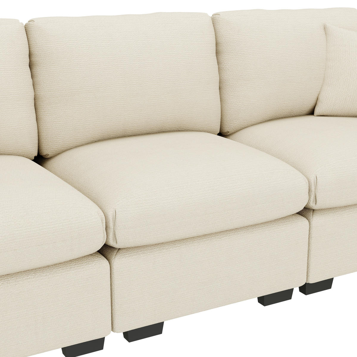 3-SITZER SOFA Chenille Beige mit Stauraum, USB und Klapptisch - Beige, Holzwerkstoff/Kunststoff (242/99/80cm) - WISHDOR