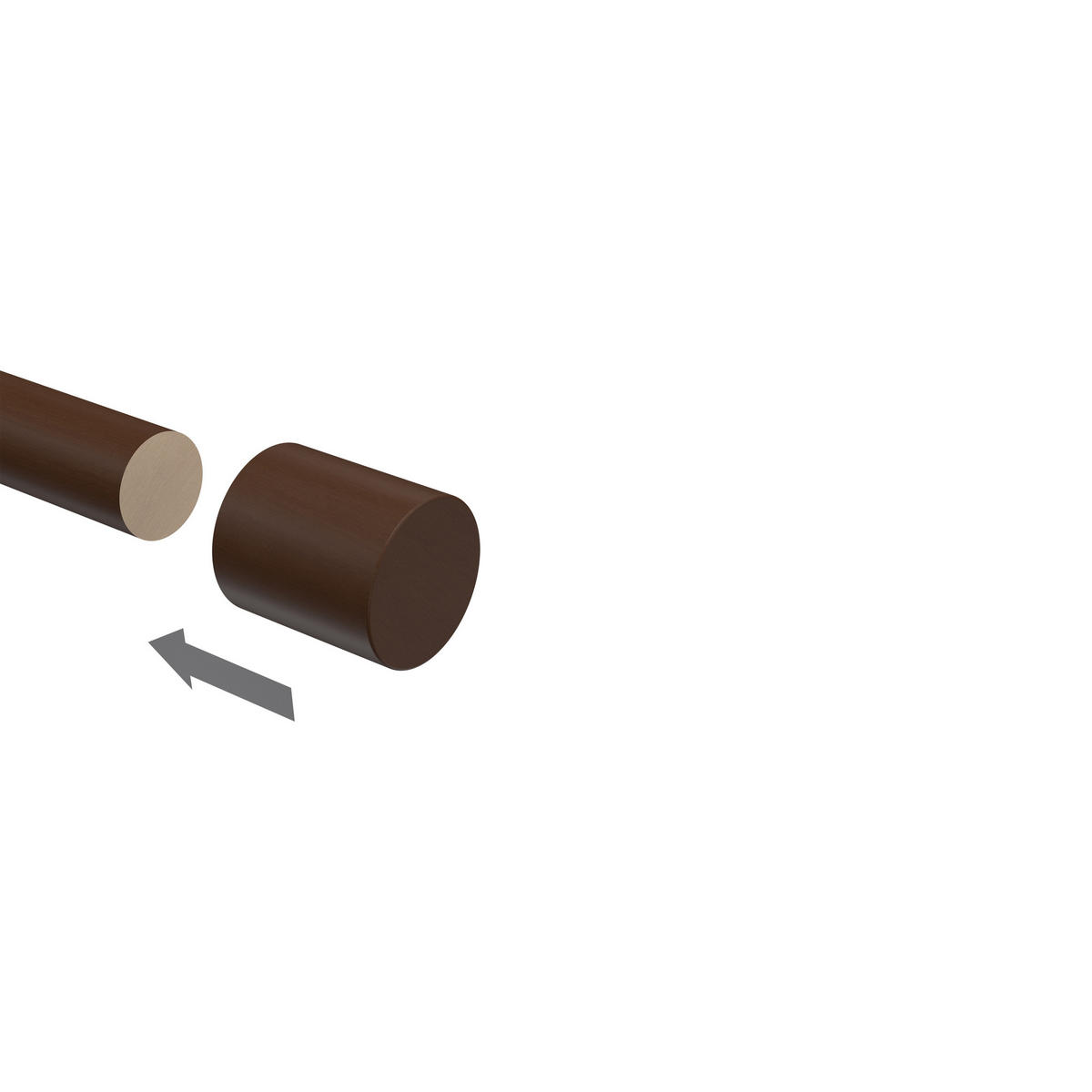 ENDSTÜCKE FÜR GARDINENSTANGEN 20 mm Ø, Feta Nussbaum, Packung 2 Stück - Nussbaumfarben, Holz (3.1/2.7/2.7cm) - INTERDECO