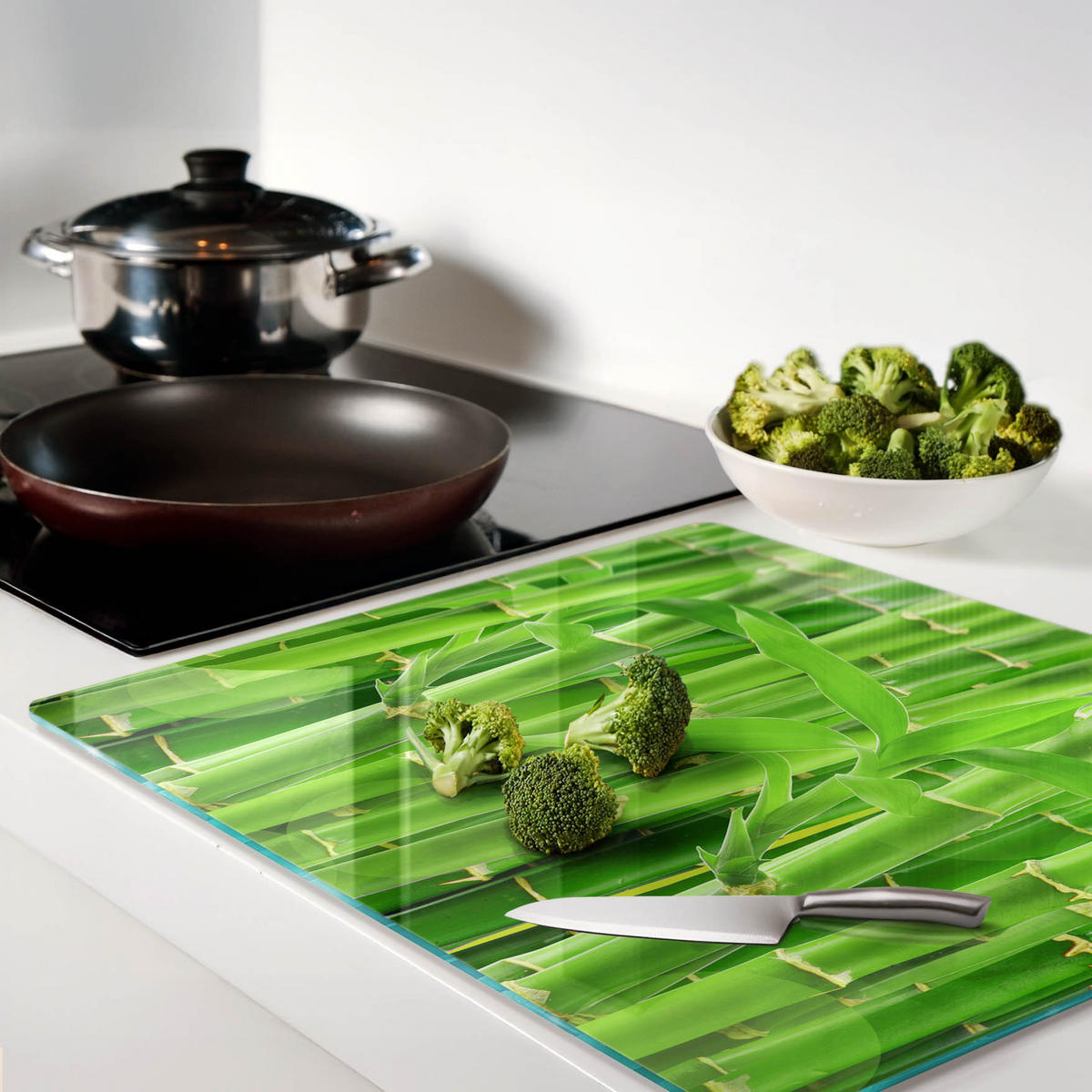 GLASPLATTE 60x52 cm Bambus - Grün, Glas (60/0.4/52cm) - TULUP
