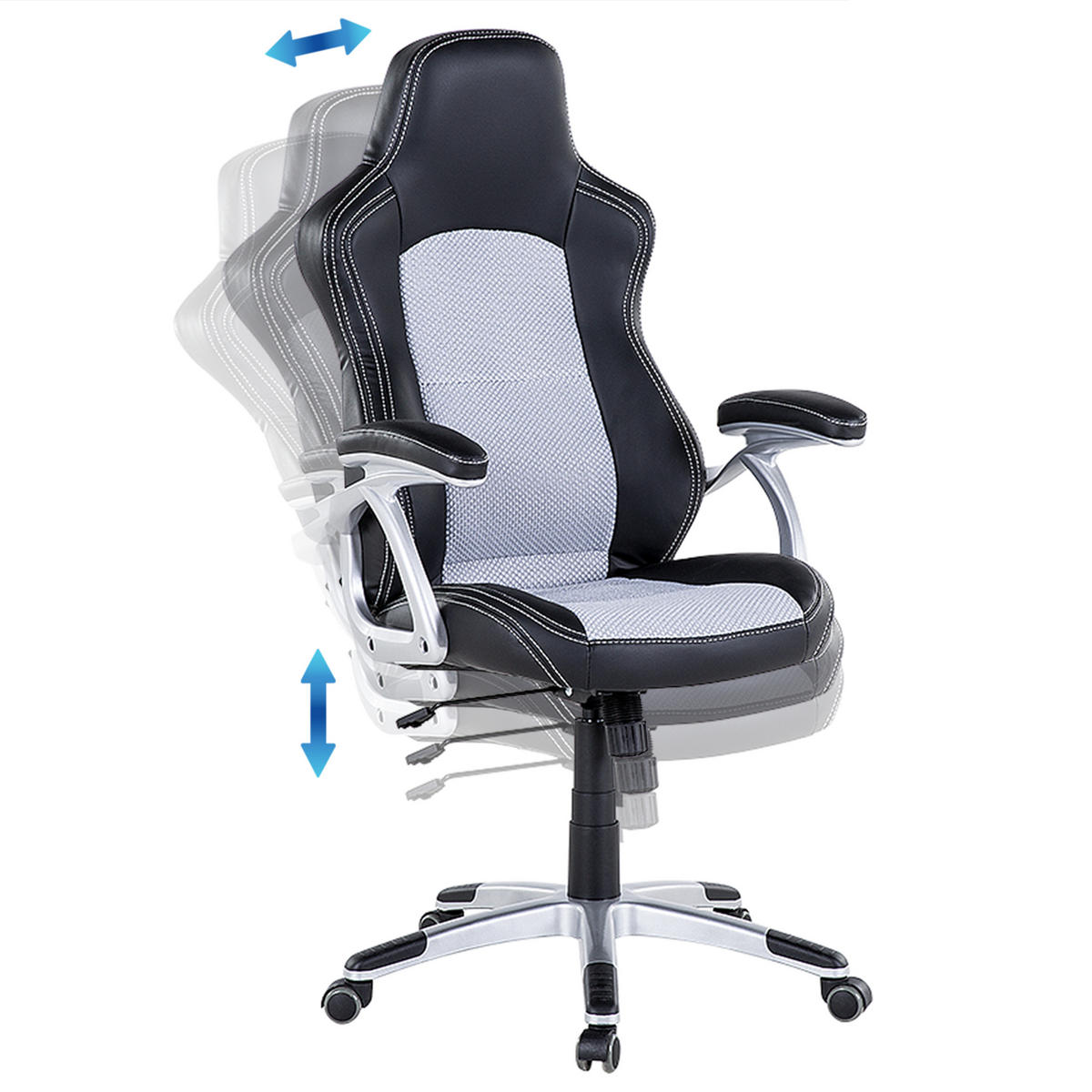 BÜROSTUHL Kunstleder Schwarz/Grau Explorer - Schwarz, Kunststoff/Textil (68/120/68cm) - Beliani