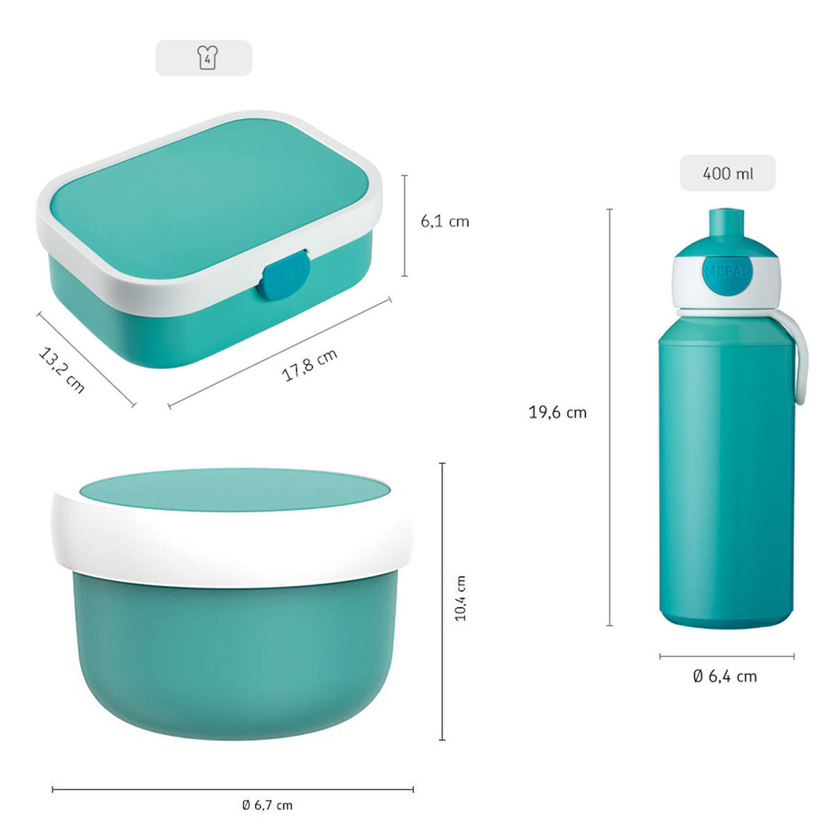 LUNCHSET Campus Leopard 3er Set - Türkis/Rosa, Kunststoff (1/1/1cm) - Mepal