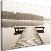 LEINWANDBILD Pier See Landschaft Natur 100x70cm - Beige, Textil (100/70cm) - Feeby