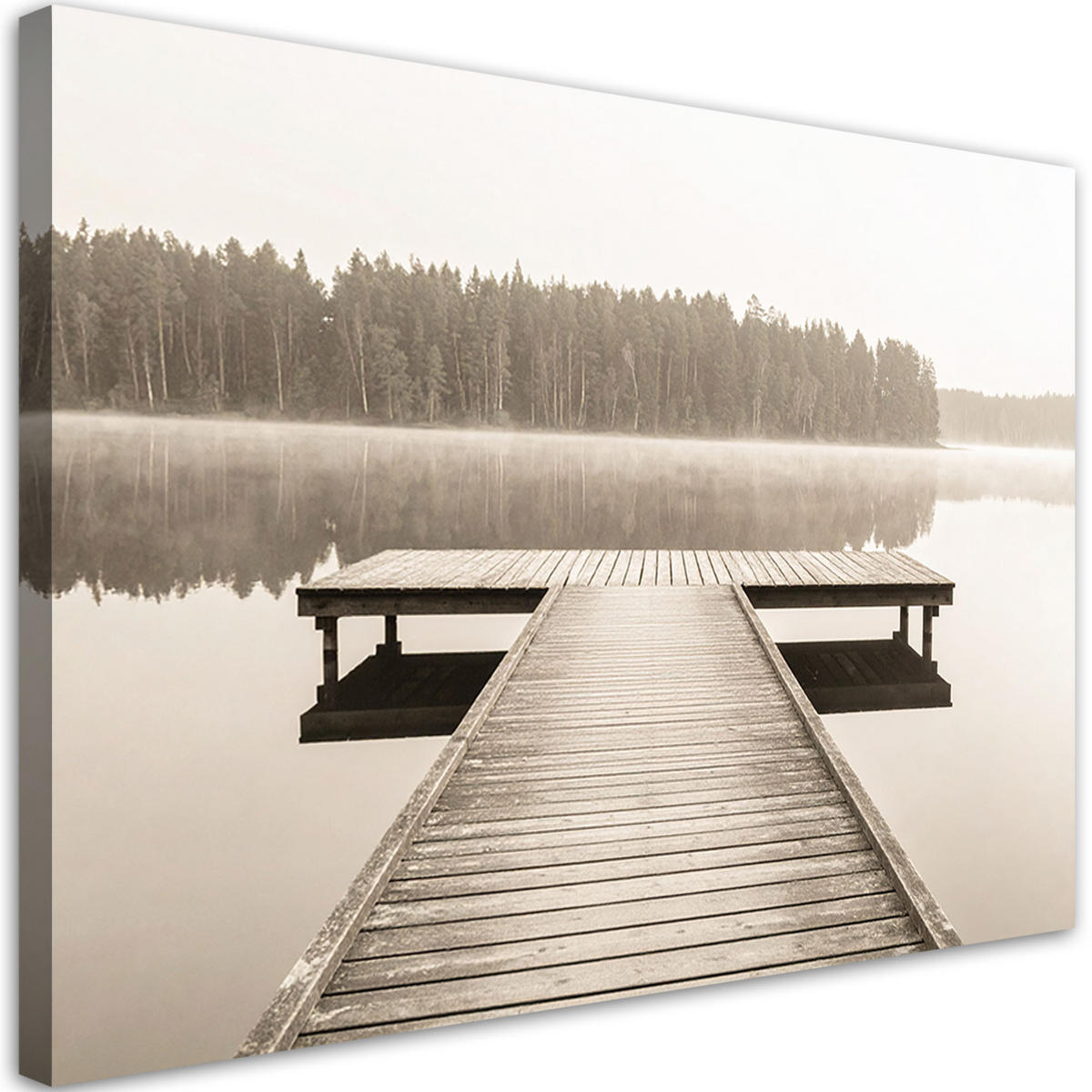 LEINWANDBILD Pier See Landschaft Natur 100x70cm - Beige, Textil (100/70cm) - Feeby
