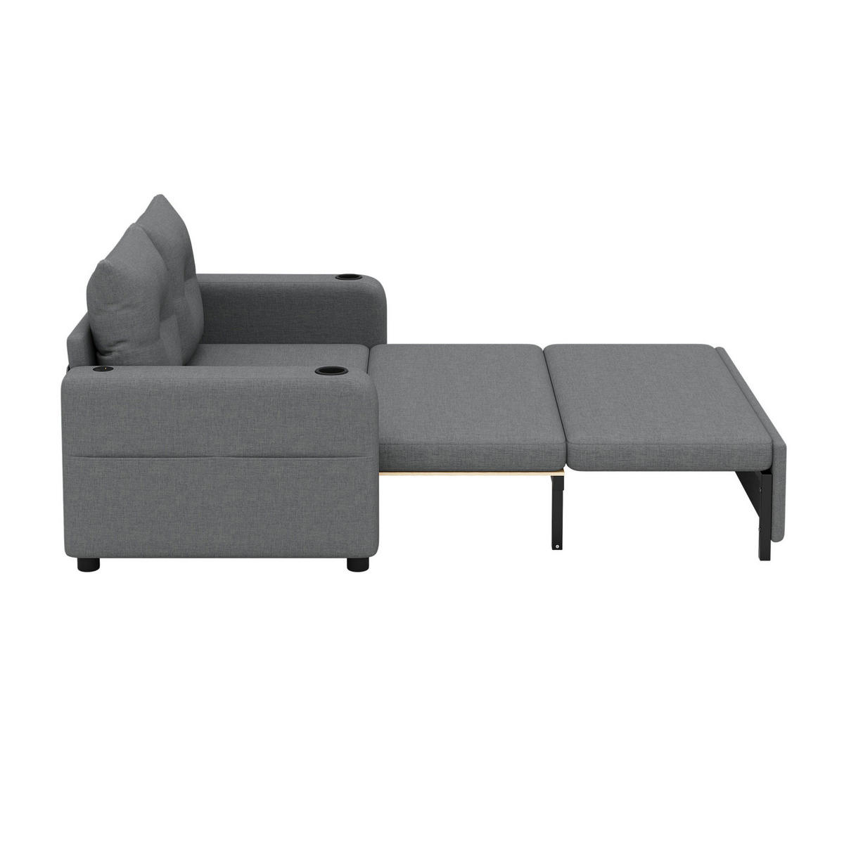 SCHLAFSOFA 3-in-1 131 x 81 x 94 cm Grey mit USB-Anschluss - Grau, Metall (81/94/131cm) - Meubliv