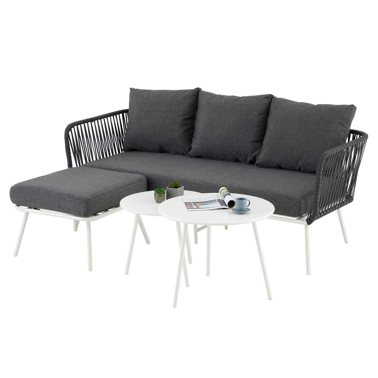 Idimex Gartenlounge Weiß, Grau
