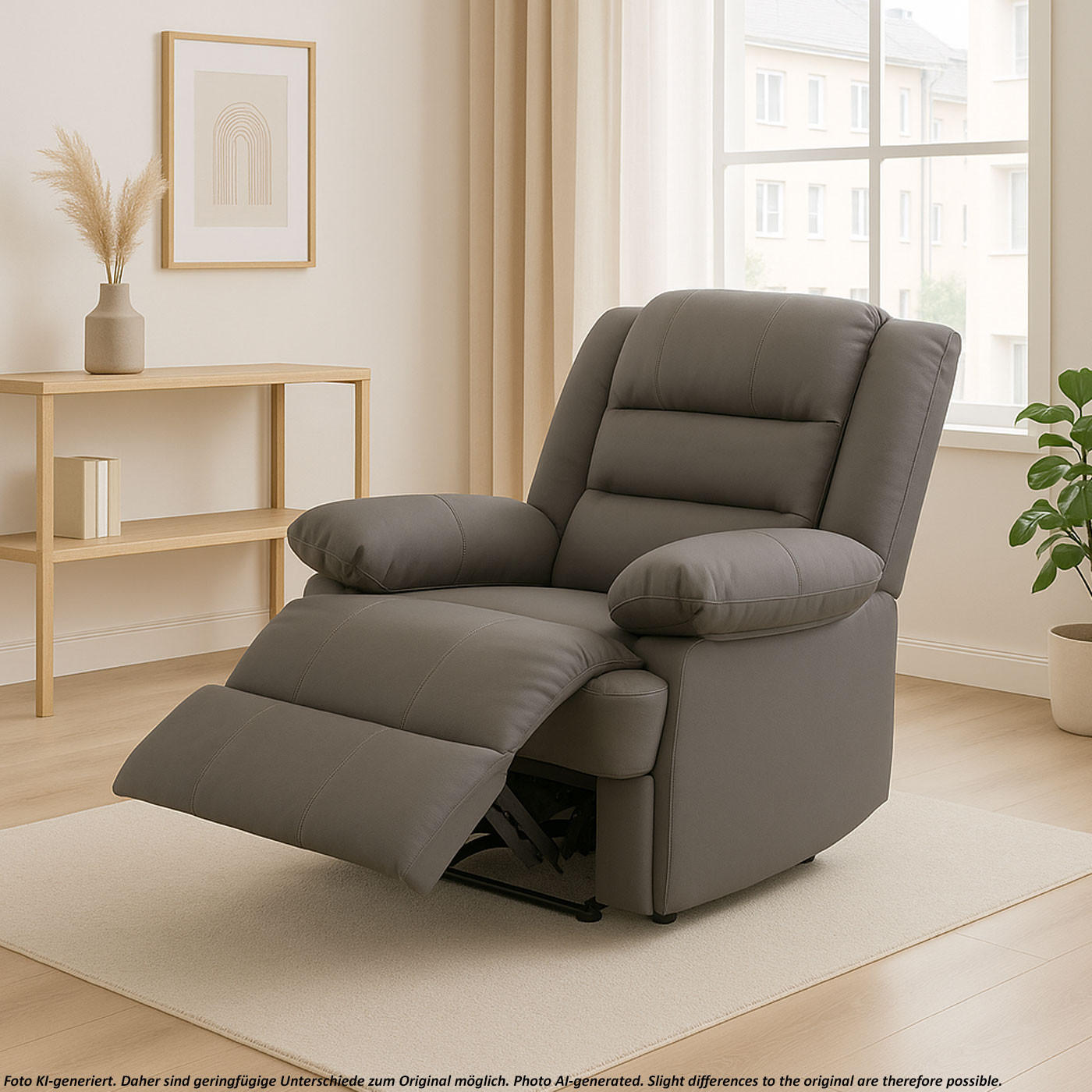 Thumbnail - MCW Relaxsessel, Taupe, Leder, 87x101x150 cm, Wohnzimmer, Sessel, Polstersessel