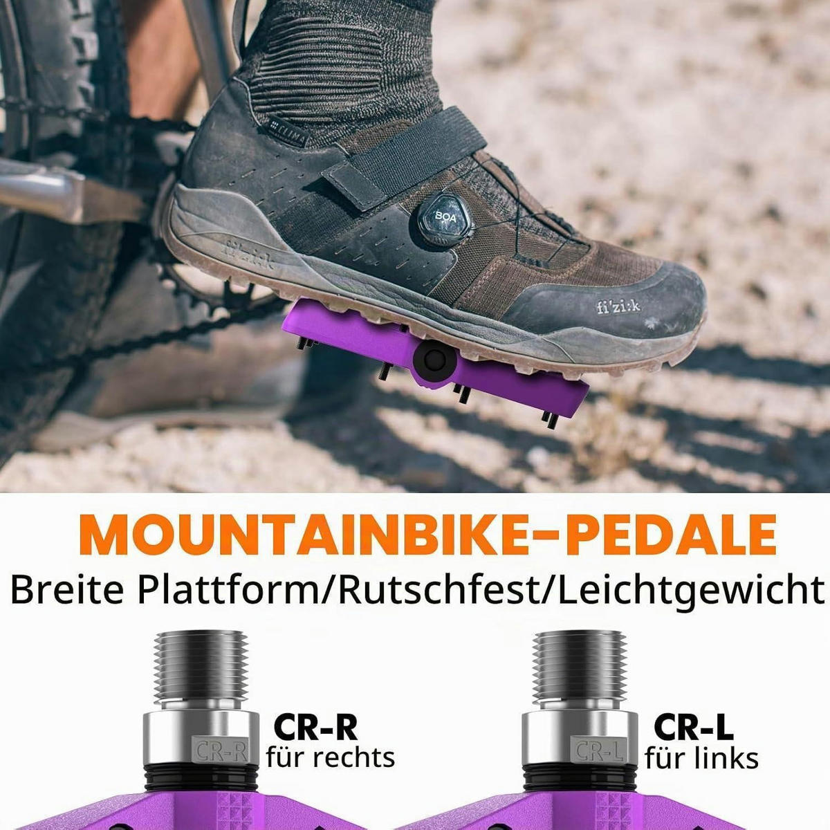 FAHRRADPEDALE Flachpedale Violett - Violett, Kunststoff (10.9/1.4/10.9cm)