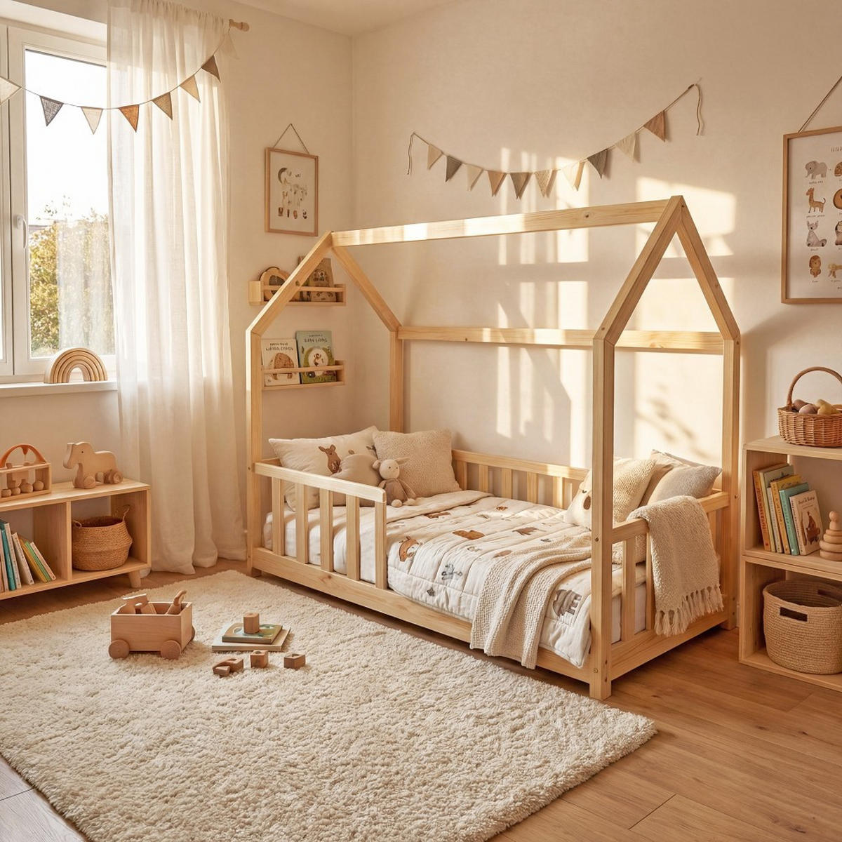 HAUSBETT KIWI mit Lattenrost / Kinderbett 70x140 - Helles Holz - Naturfarben, Holz (70/140cm) - Weber Industries