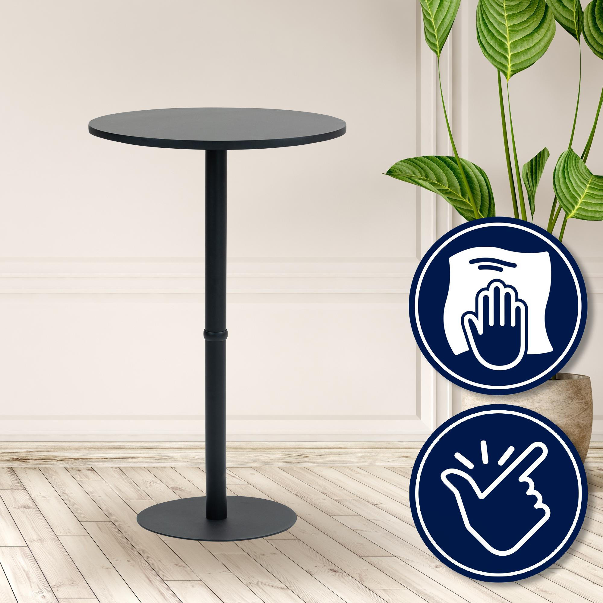 STEHTISCH rund 75 cm Holz schwarz/schwarz - Schwarz, Holz/Metall (75/75/110cm) - CLP