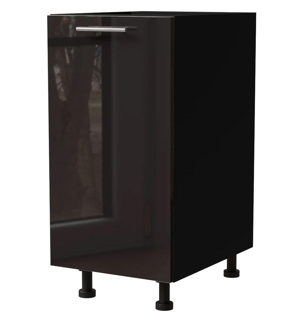 Feldmann-Wohnen Küchenunterschrank Schwarz Hochglanz, Schwarz 40x82x50 cm