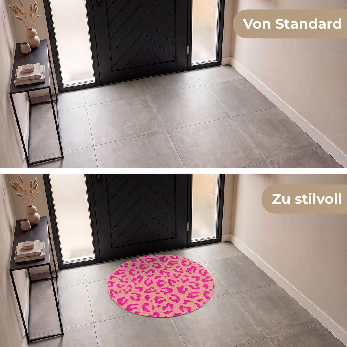 ROHOŽKA Potisk pantera - Růžová - Zvířecí potisk - Minimalistická 90x90 cm - růžová, textil/umělá hmota (90/0.4cm) - MuchoWow