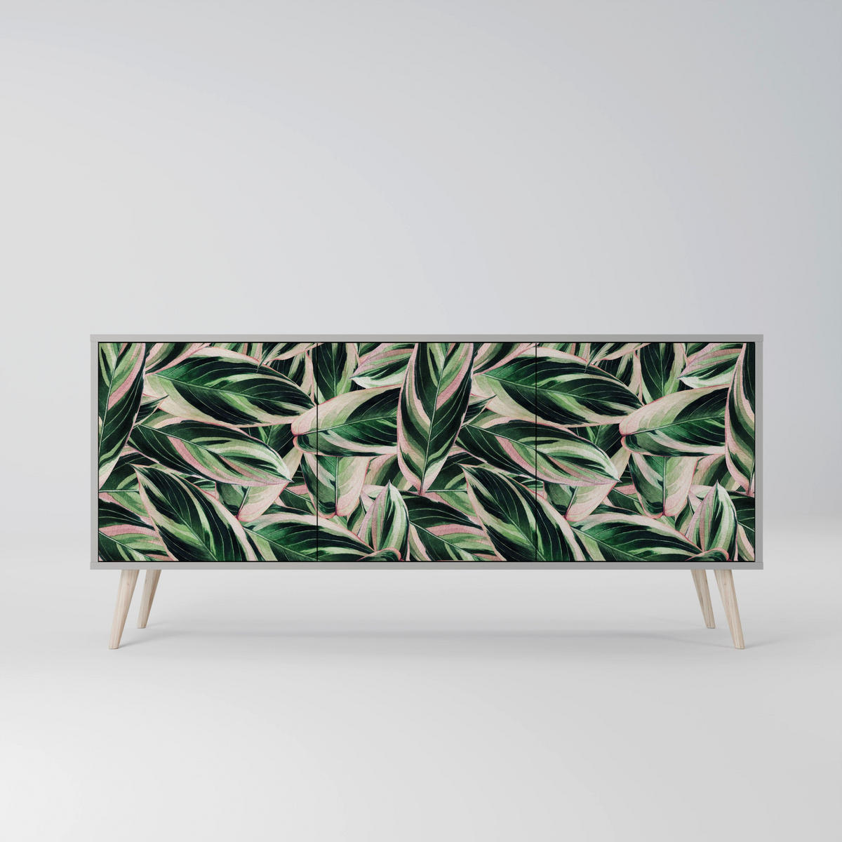 SIDEBOARD EERIE STROMANTHE, Eicheneffekt, 164,5x42x77,5 cm, 3 Türen - Eichefarben/Buchefarben, Holzwerkstoff/Buchenholz (164.5/77.5/42cm) - SpaceRebels
