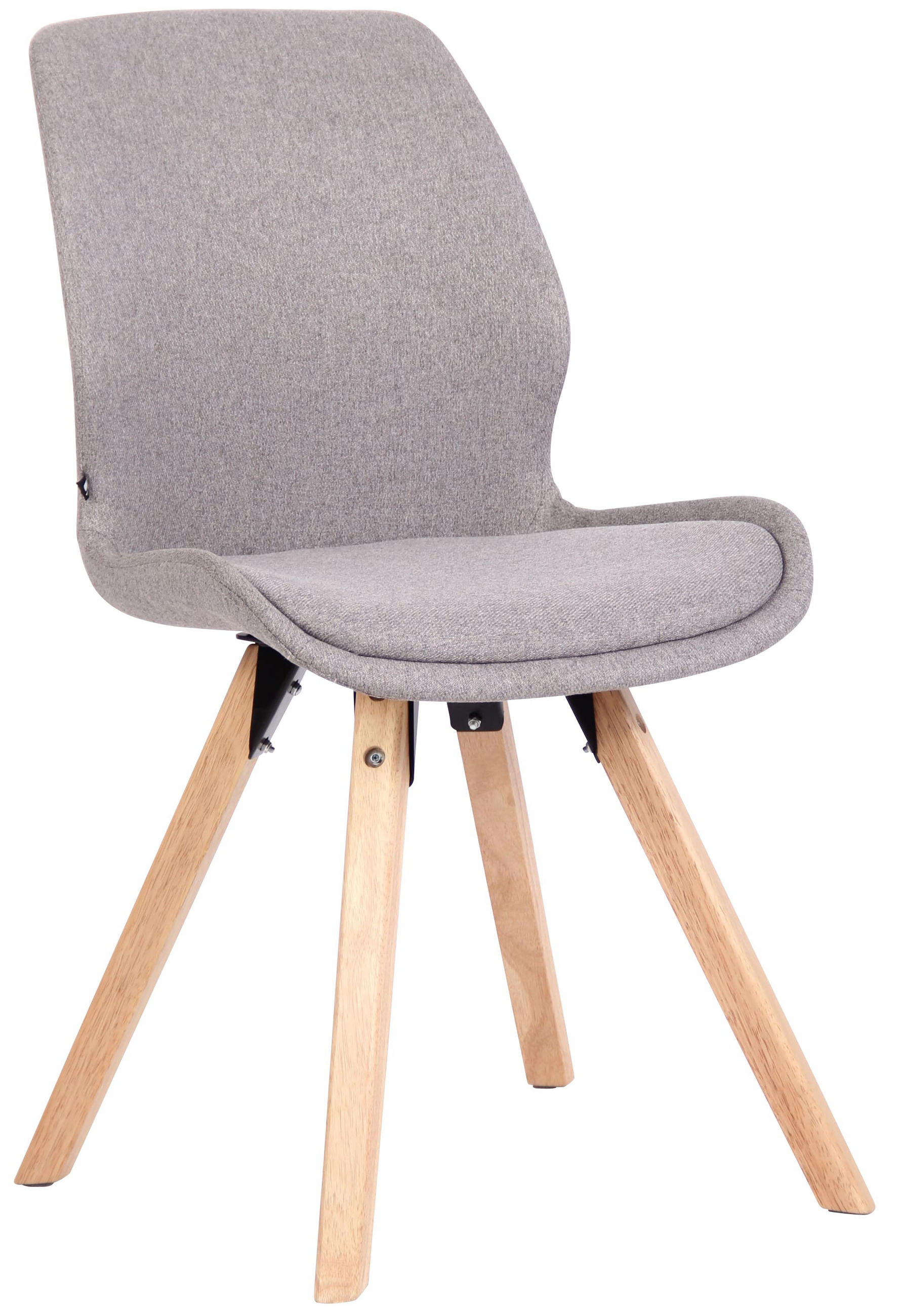 STUHL Stoff grau - Eukalyptusholzfarben/Grau, Holz/Textil (49/87.5/58cm) - CLP