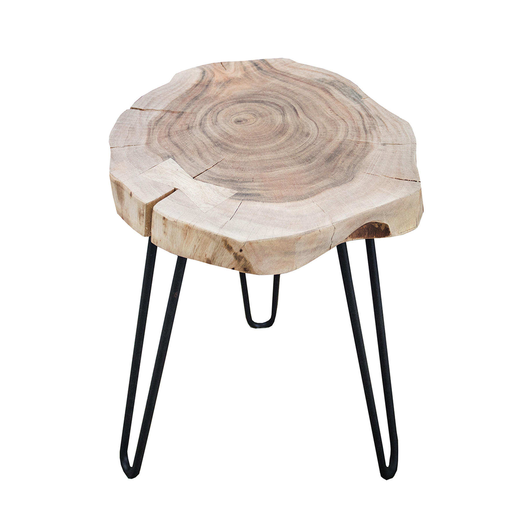 BEISTELLTISCH GOA Akazie Natur, Schwarz 40 cm - Braun, Holz (38/38/45cm) - riess-ambiente