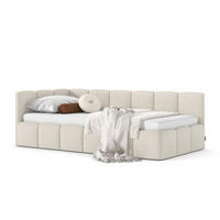 POLSTERBETT AURO mit Bettkasten, Einzelbett, links - 90x200 cm - Kaschmir/Beige, Holz/Textil (90/200cm) - mybed.