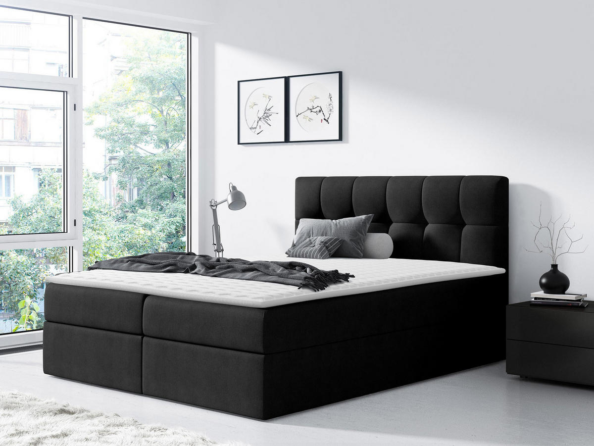 BOXBETT Rico - Schwarz, Holz/Textil (120/200cm) - MIRJAN24