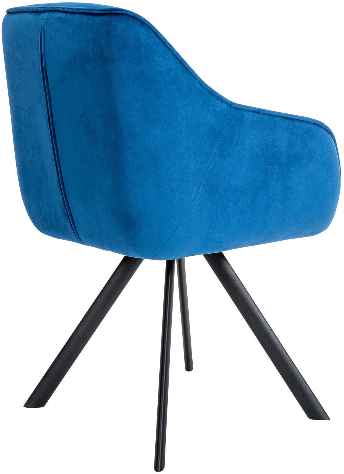 ARMLEHNENSTUHL Samt blau - Blau/Schwarz, Textil/Metall (57/90/63cm) - CLP