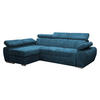 ECKSOFA Boston Mini Premium Cord 2RLC, Seite: Links LC+2R - Chromfarben/Blau, Holz/Textil (255/170cm) - MIRJAN24