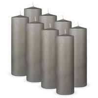 STUMPENKERZEN 8er Pack "Hellgrau", Größe Ø7cm x Höhe: 20 cm - Hellgrau, Naturmaterialien (7/20cm) - Bestlivings