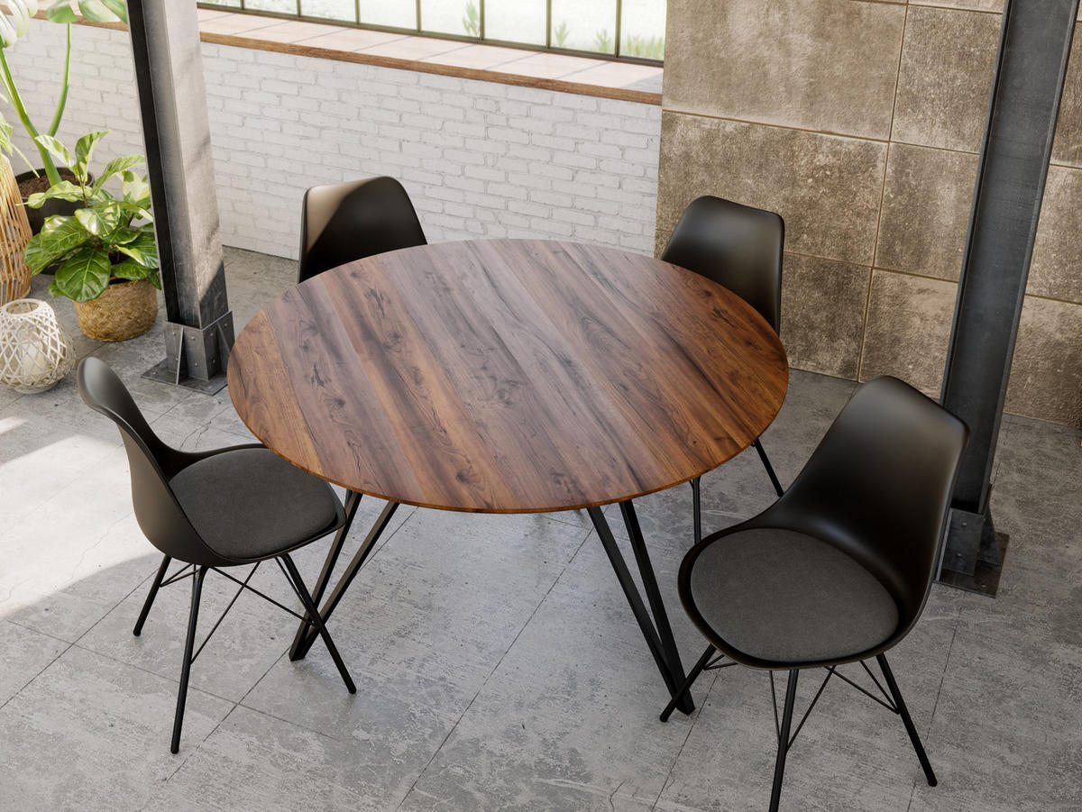 ESSTISCH INSA - Schwarz/Braun, Holz/Metall (120/120/77cm) - SAM