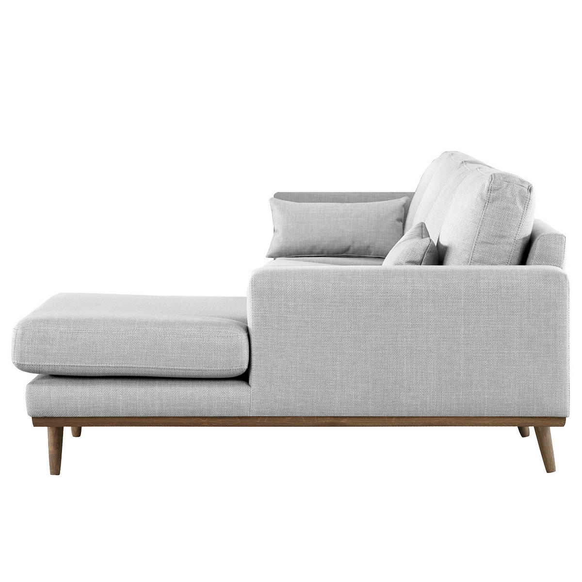 ECKSOFA mit Longchair - Eichefarben/Hellgrau, Eichenholz/Textil (281/153cm) - home24
