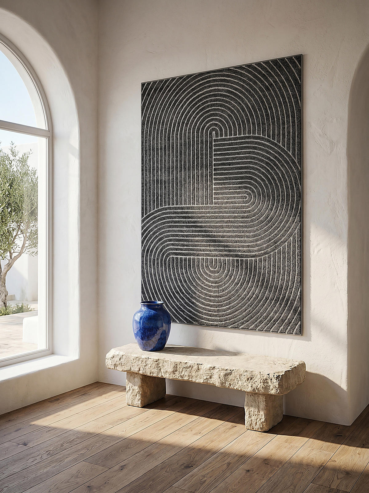 TEPPICH Outdoor Geometrisch MEZEN Polypropylen Anthrazit 200 x 280 cm - Anthrazit, Textil (200/280cm) - KADIMA DESIGN