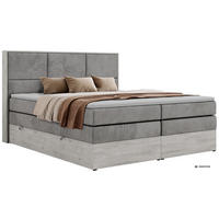 POSTEL BOXSPRING DELNOR KING 140/200 - Světle šedá Samet - Topper Visco - H3 - černá/světle šedá, textil/plast (140/200cm) - MKS