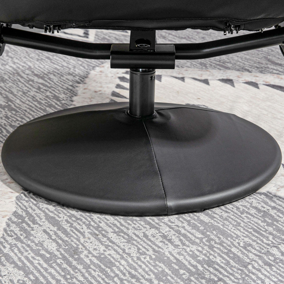 RELAXSESSEL mit Ottomane Kunstleder Liegefunktion bis 145° 76/81/101 cm Schwarz - Schwarz, Metall (81/101/76cm) - Redom