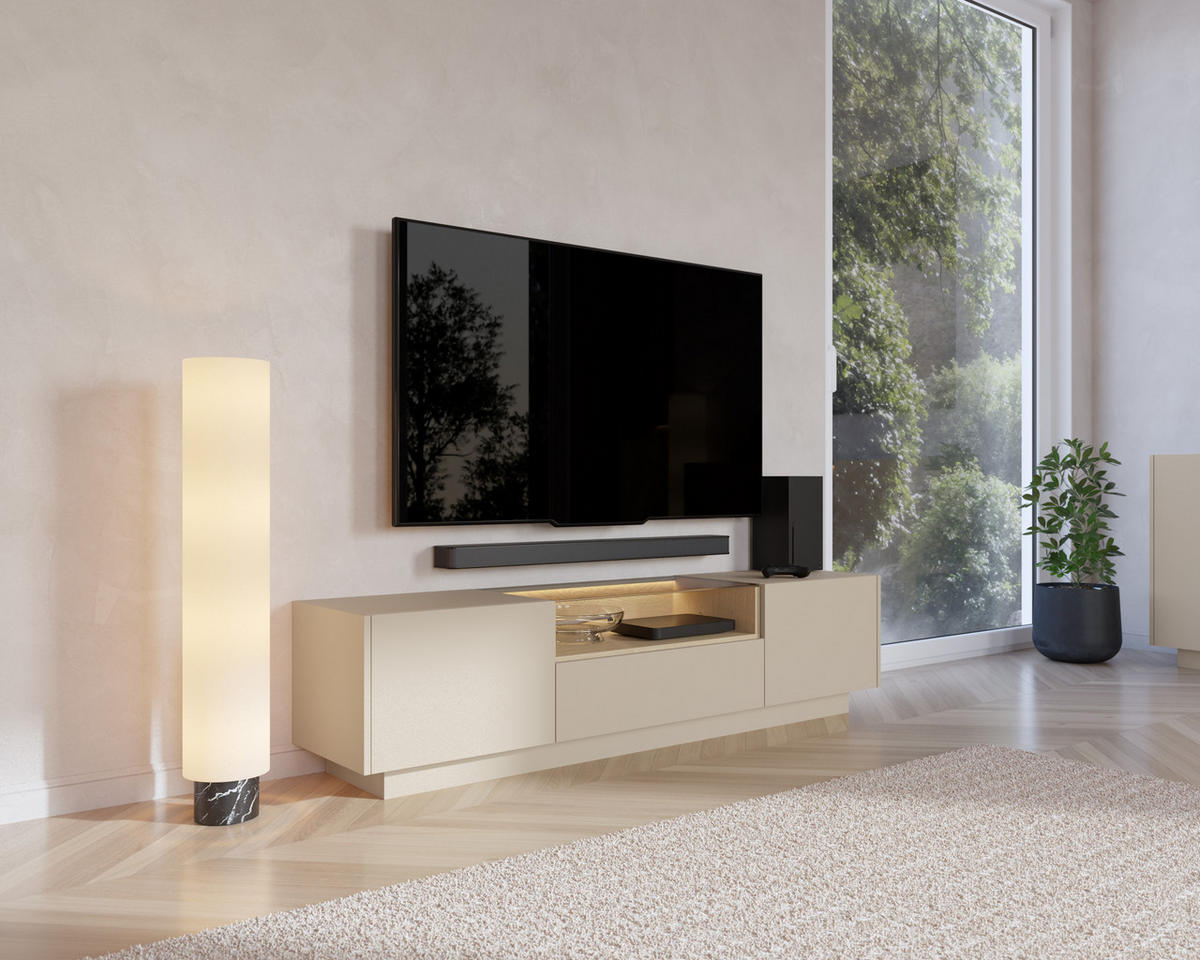 TV-SCHRANK: beige + cremona Eiche, 176,4 x 43,4 x 39,5 cm - Beige, Holzwerkstoff (176.4/43.4/39.5cm) - 3XE LIVING