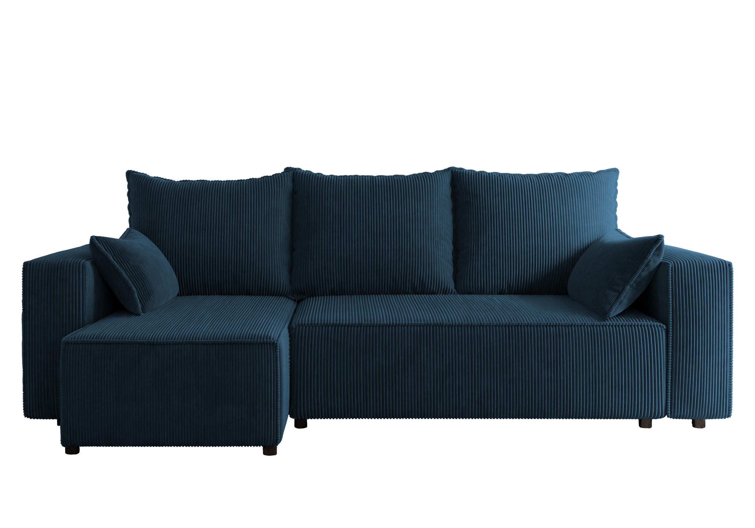 ECKSOFA Tobi mit Bettkasten und Schlaffunktion, L-Form, Cordstoff, Universal - Blau, Holzwerkstoff (246/145cm) - 4ALL HOME