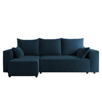 ECKSOFA Tobi mit Bettkasten und Schlaffunktion, L-Form, Cordstoff, Universal - Blau, Holzwerkstoff (246/145cm) - 4ALL HOME