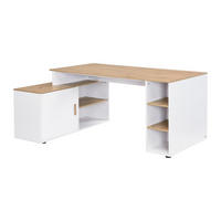 ECKSCHREIBTISCH mit Stauraum - MDF - Weiß und naturfarben - ROMIARA - Naturfarben, Holz (174/120/76cm) - Vente-Unique