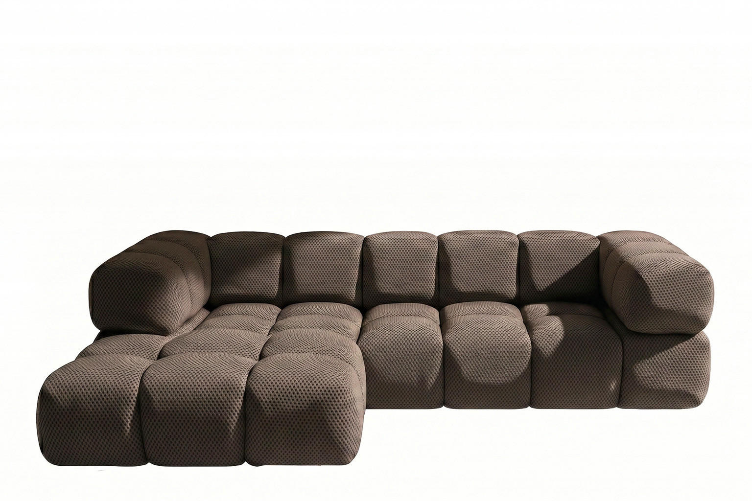 ECKSOFA L-FORM, Strukturierter Premiumstoff Sonic, Braun, Links, Averro - Braun, Holz (280/150cm) - Kaiser Möbel