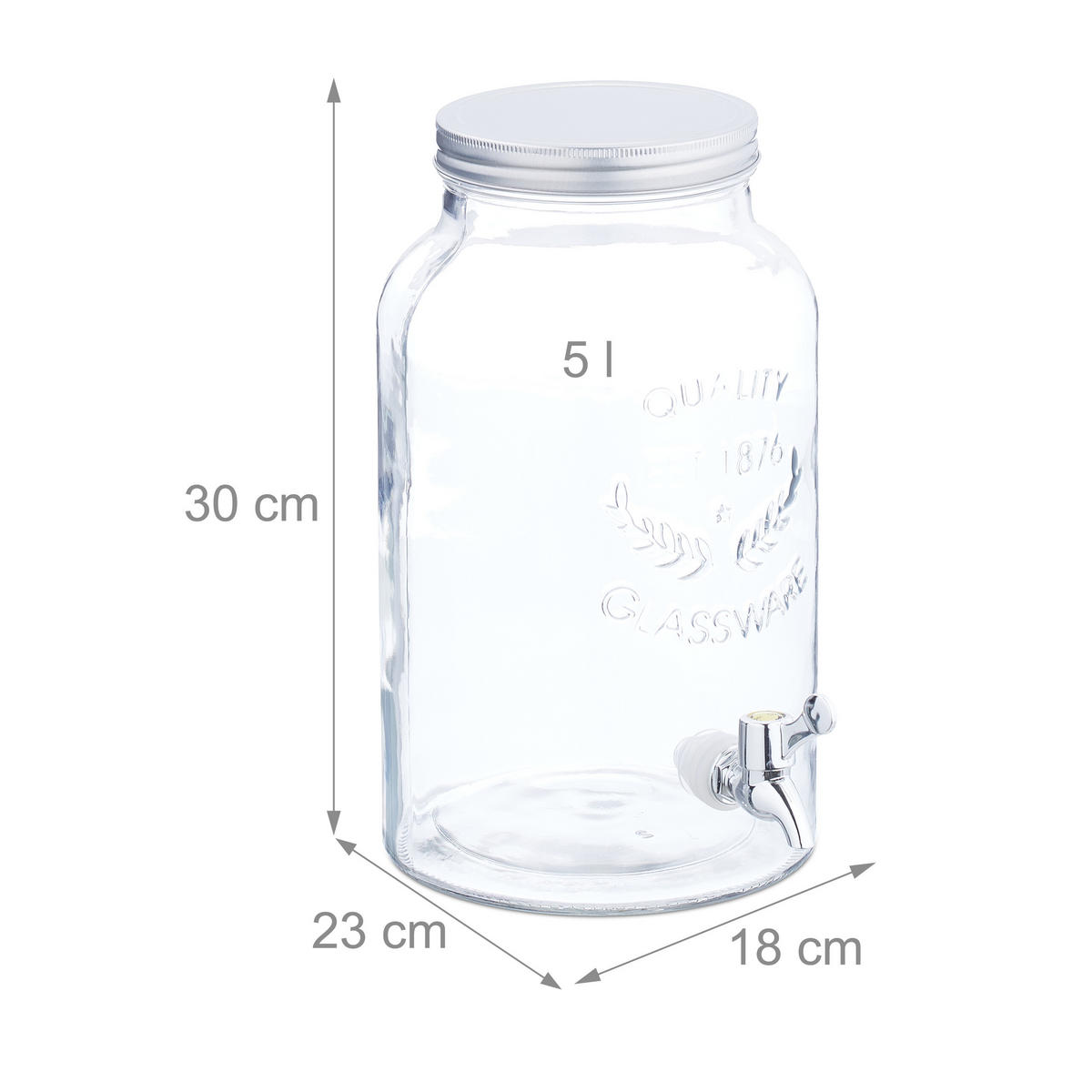 GETRÄNKESPENDER - Transparent, Glas/Kunststoff (5L) - Relaxdays