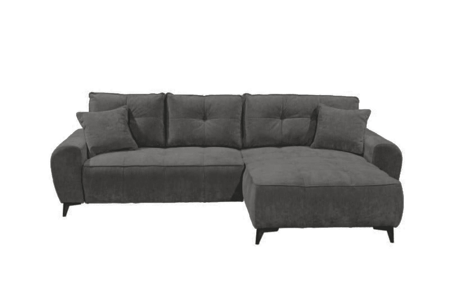 ECKSCHLAFSOFA mit Schlaffunktion und Bettkasten, beidseitig montierbar - Anthrazit/Schwarz, Kunststoff/Textil (284/191cm) - ed exciting design
