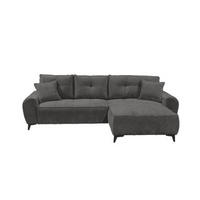 ECKSCHLAFSOFA mit Schlaffunktion und Bettkasten, beidseitig montierbar - Anthrazit/Schwarz, Kunststoff/Textil (284/191cm) - ed exciting design