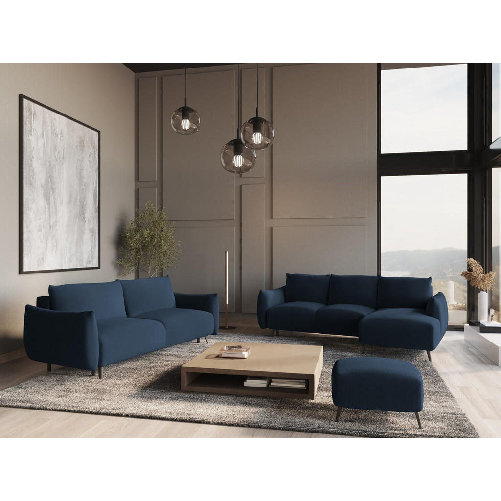 Thumbnail - Makamii Wohnlandschaft, Dunkelblau, Textil, 4-Sitzer, Füllung: Schaumstoff, U-Form, 317x86x162 cm, Made in EU, Wohnzimme...