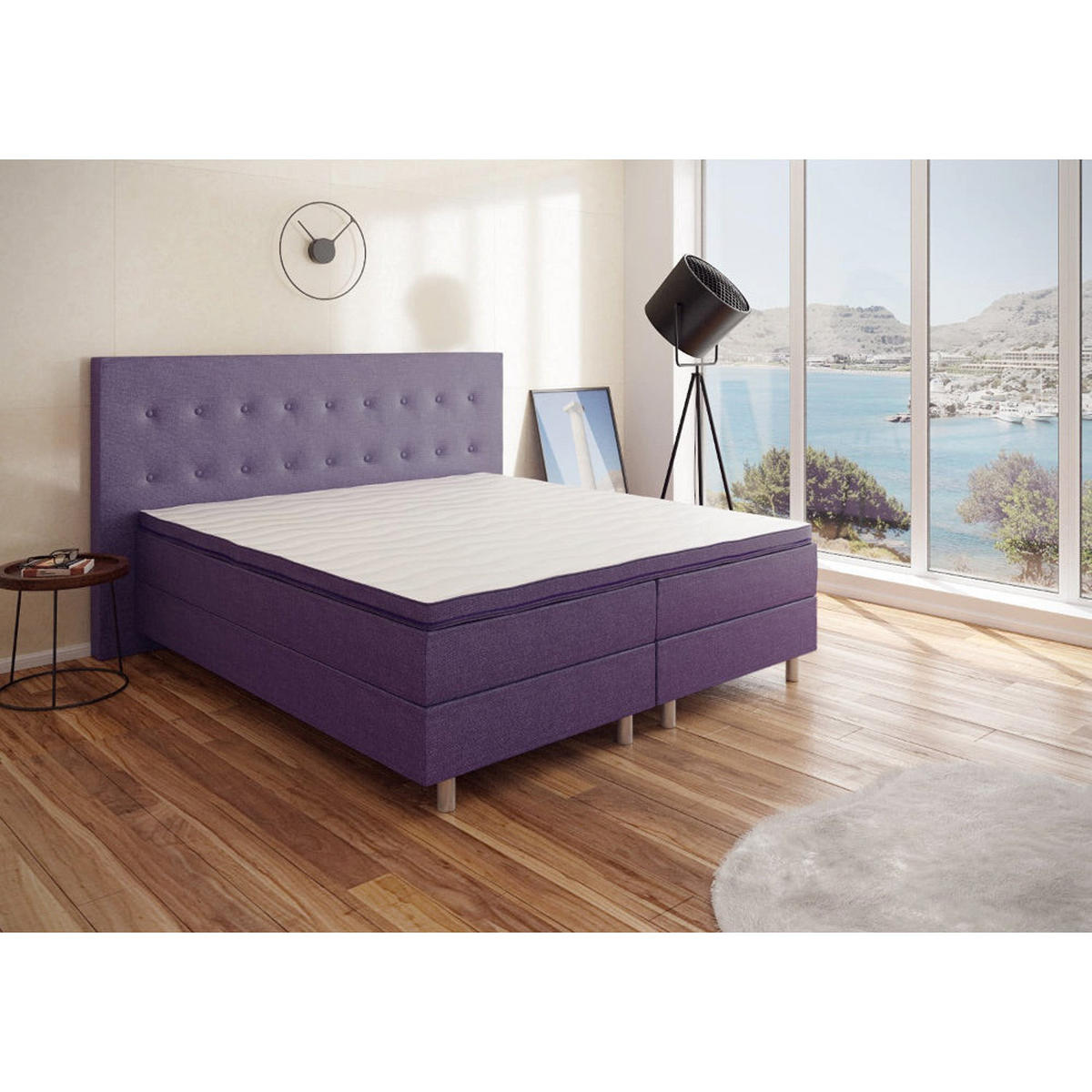 BOXBETT RIO Barcelona 5-Zonen mit Visco Topper H3 First Class Bett in verschiedenen Farben und Größen - Violett, Holz/Holzwerkstoff (140/200cm) - Best For Home