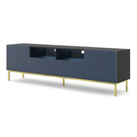 TV-LOWBOARD SCHWARZ - Blau/Goldfarben, Holzwerkstoff (200/58/42cm) - FURNLUX