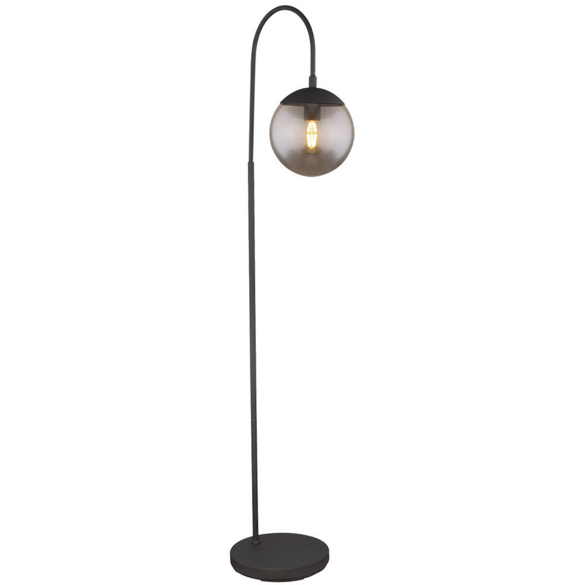 LED STEHLEUCHTE Metall Grau Rauchoptik - Grau, Glas (39/25/150cm) - Globo Lighting
