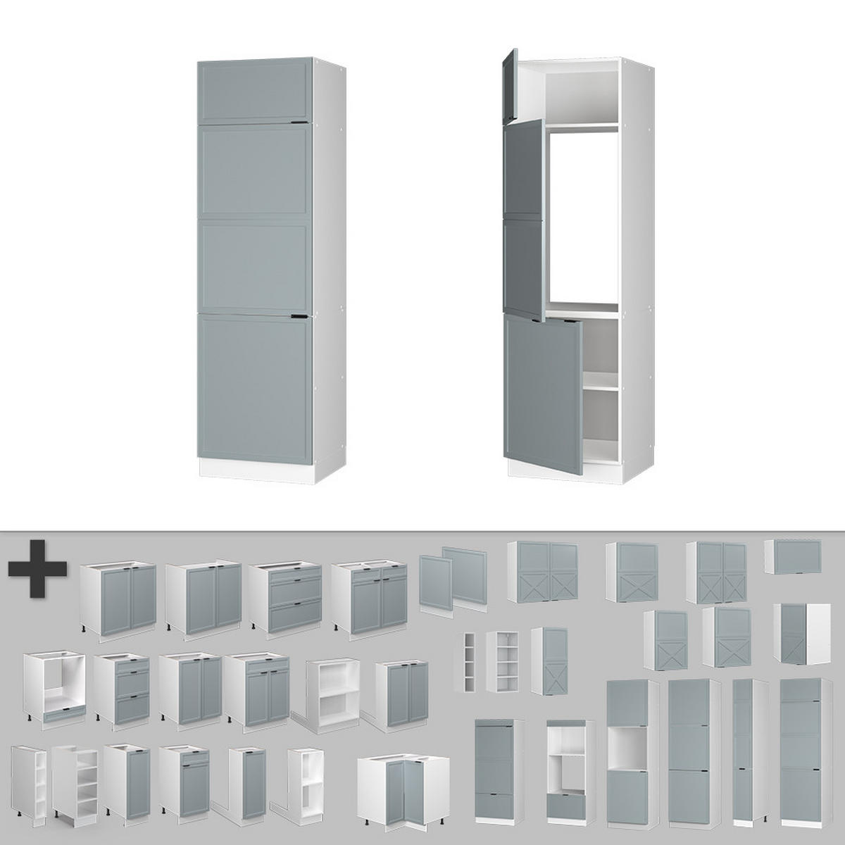 Weiß/Hellblau, Holzwerkstoff (60/206.8/58.1cm) - Vicco