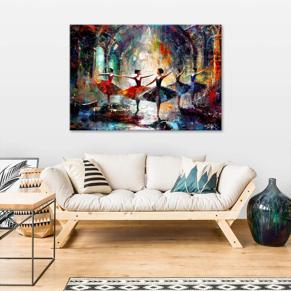 LEINWANDBILD Ballerinas Tanz Musik 60x40cm - Multicolor, Textil (60/40cm) - Feeby
