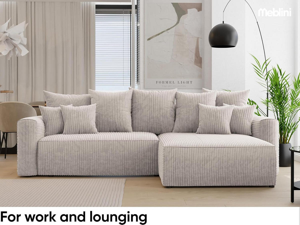 ECKSOFA BALI L - Beige/Schwarz, Holzwerkstoff (260/160cm) - Meblini