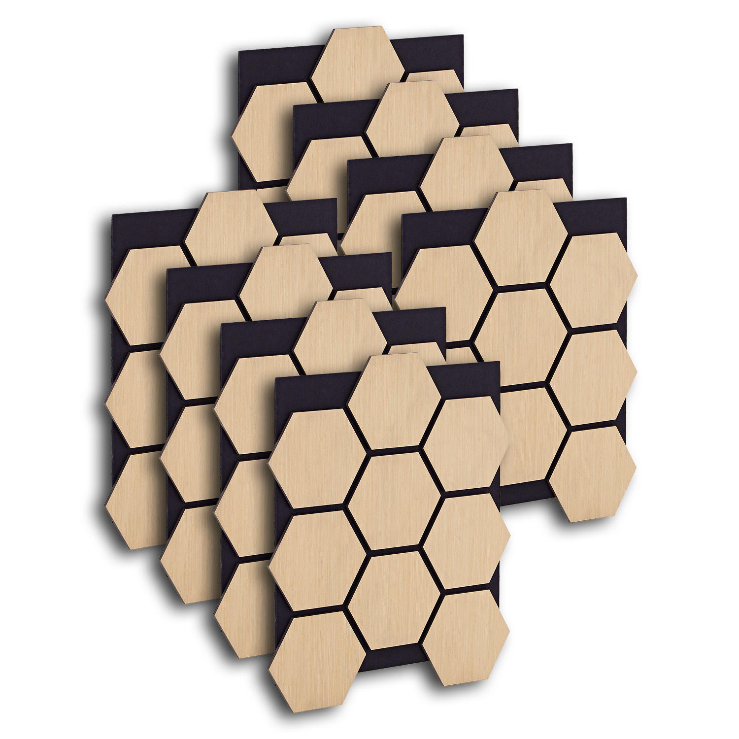 AKUSTIKPANEEL Hexagon Naturfarben 8 Stück - Naturfarben, Holz (62/76/2cm) - Homestyle4u