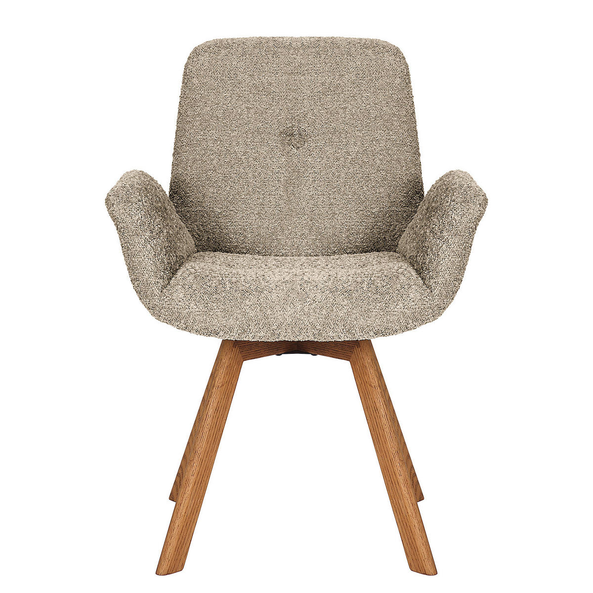 POLSTERSTUHL - Bouclé / Buche massiv - Eichefarben/Cappuccino, Holz (61/84/61cm) - home24