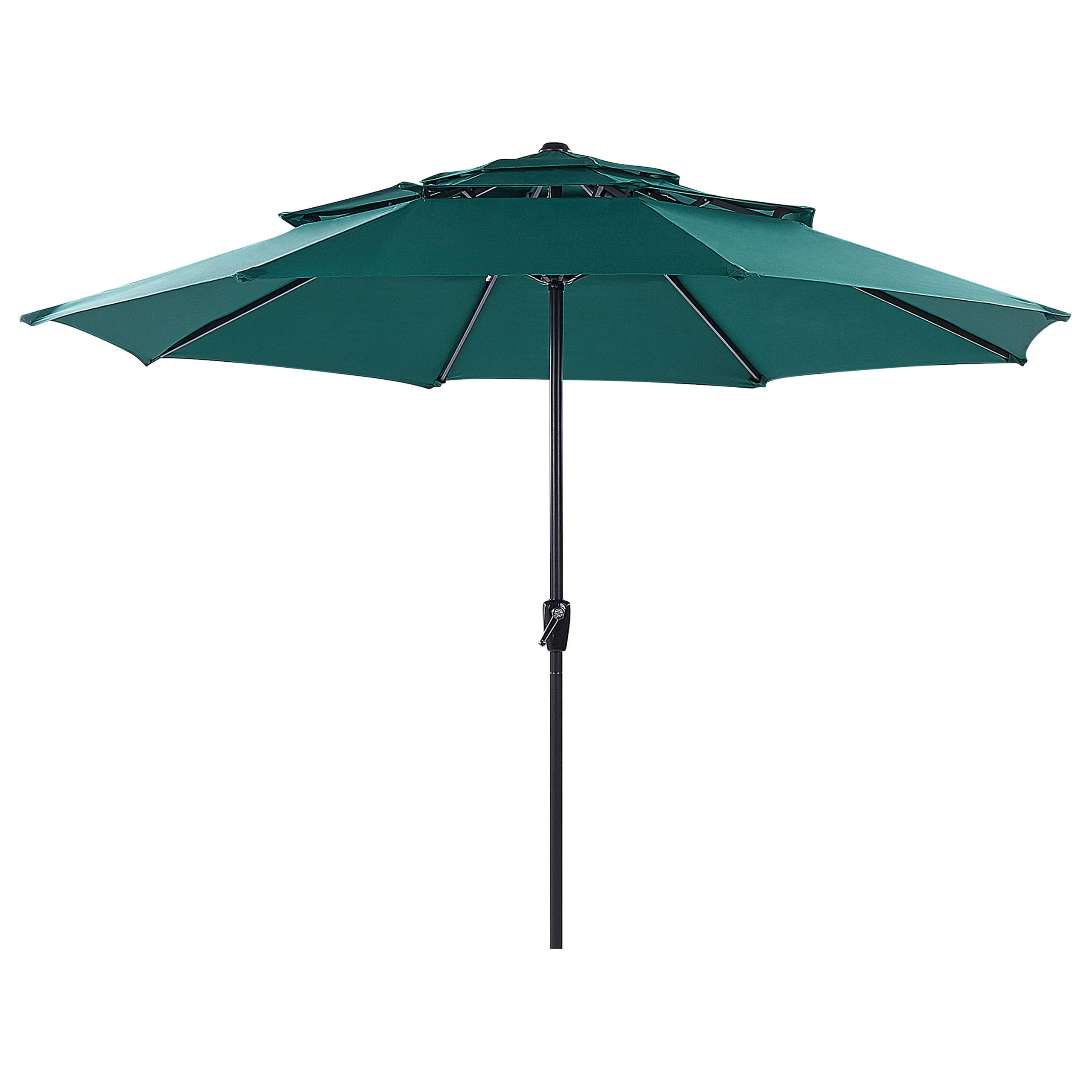 SONNENSCHIRM smaragdgrün 285 cm Bibione - Schwarz/Grün, Textil (285/285cm) - Beliani