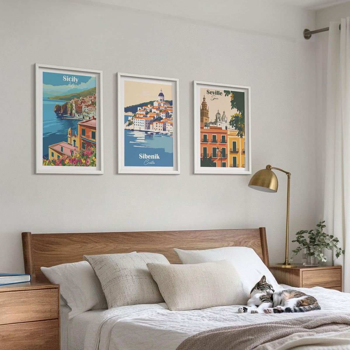BILDER SET 3er Set - 40x60 cm Weißer Rahmen - Stadtlandschaften mit Gebäuden - Weiß, Kunststoff (40/60cm) - TULUP