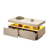 COUCHTISCH LED Weiß 2 Schubladen 100x50x45cm Vakuum Teetisch - Weiß, Holzwerkstoff (100/50/45cm) - FLIEKS