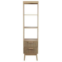 SLOUP se 2 zásuvkami, drážkovanými čely a 3 nikami, V 160 cm - KLAUS - jabloňová, kompozitní dřevo (30/160/40cm) - Calicosy